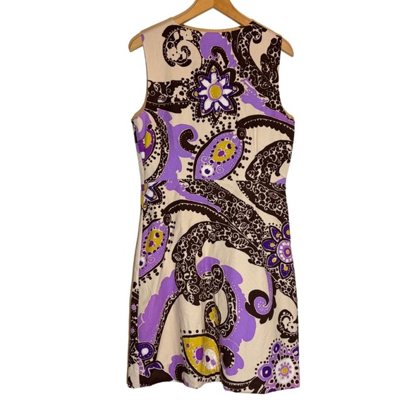 Kate Spade Sleeveless Keiran Cream and Purple Paisley Midi Structured Dress,12 - Picture 4 of 13